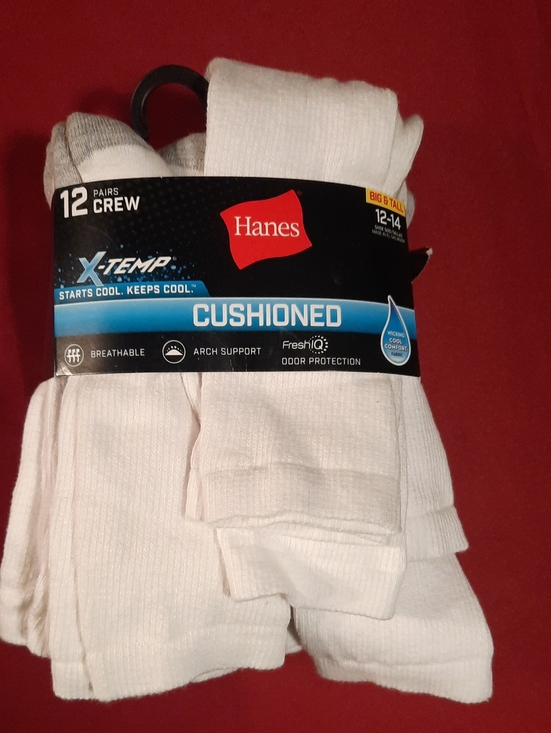Hanes Other - Hanes White Cushioned Athletic Crew Socks (12 Pairs) X Temp Keeps Feet Cool